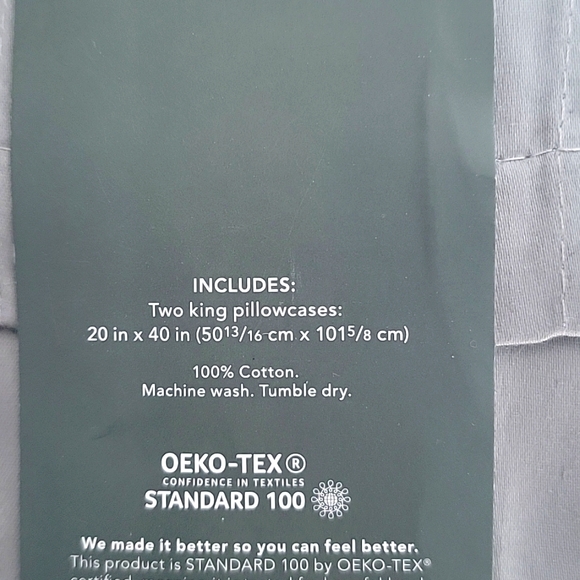 Threshold King 400 Thread Count Solid Performance Pillowcase Set  - Gray - Picture 5 of 5